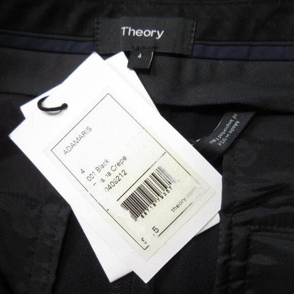 NWT Theory Adamaris in Black Rosina Crepe Single Pleat Wide Leg Pants 4 x 32 - Picture 5 of 7